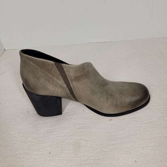 Free People Boots Womens Size 10.5 Gray Ankle Boot Bootie Leather Block Heel - Picture 11 of 16